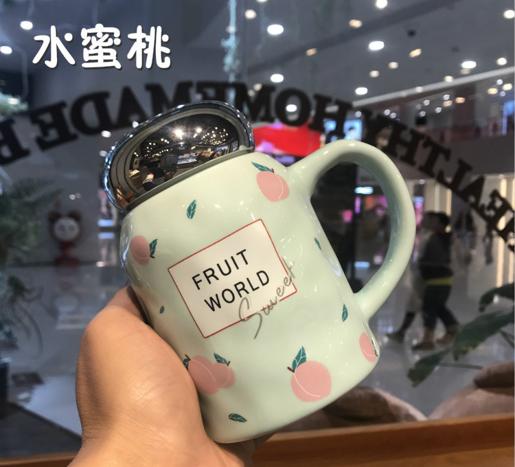 Cute Cartoon Ceramics travel Coffee mug set with spoon 