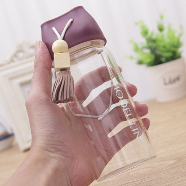 Creative glass couple water bottle original fringed teacup customization