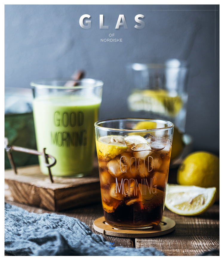 Creative Good morning breakfast cup resistant to high temperature ins glass single-layer coffee milk Cup
