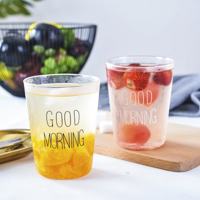 Creative Good morning breakfast cup resistant to high temperature ins glass single-layer coffee milk Cup