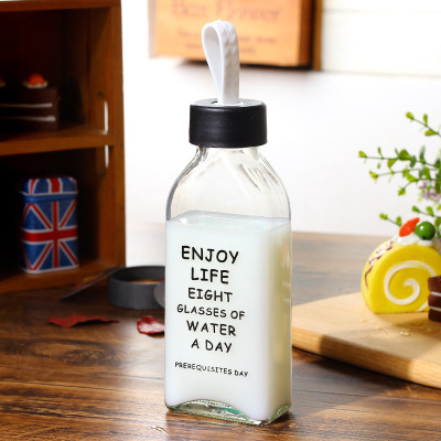 Alphabet Creative portable glass sealed water bottle portable drink milk cup handy mug wholesale