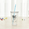 Customized Double Wall Plastic Christmas Straw Cup With Straw Lid