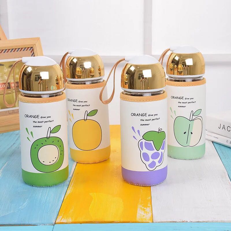 Most popular lovely cartoon glass water bottles gift bottle for children