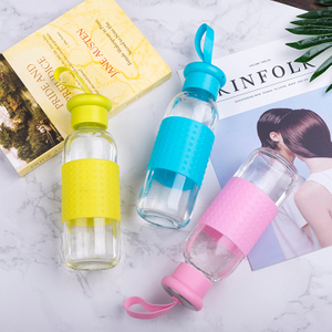 Colorful School Glass Water Bottle Sports Glass Bottle