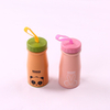 Korean creative stainless steel insulating cup cute cartoon children milk cup portable water cup with rope can be customized