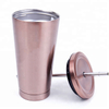 New Custom Logo Pink Sliver Couple Coffee Cup With Straw Stainless Steel Water Bottles