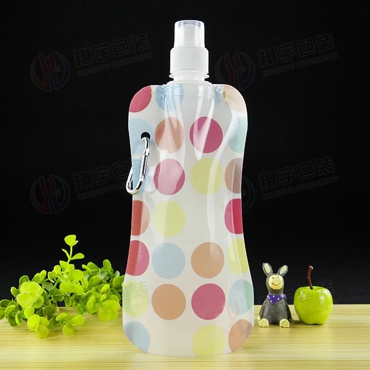 Customized print soft foldable collapsible water bottle with carabiner (6)