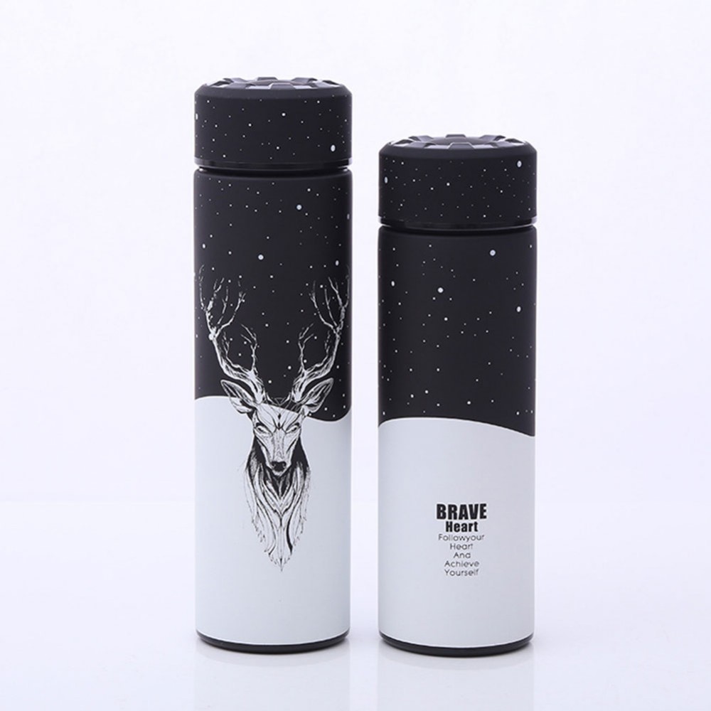 Coffee Thermos Bottle Deer Pattern 304 Stainless Steel Vacuum Flask Tea Cup Thermal Mug Travel Thermos Mug
