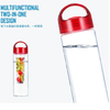 Eco friendly tritan fruit infuser water bottle with silicone grip