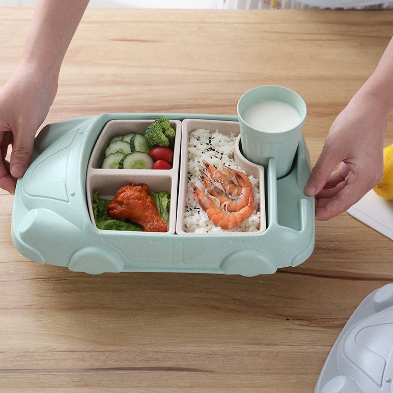 BPA Free Bamboo Fibre Lunch Tray Kids Dinner Plate Cheap Price