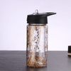 New arrival wholesale double wall glitter water bottle sport clear plastic water bottle with straw
