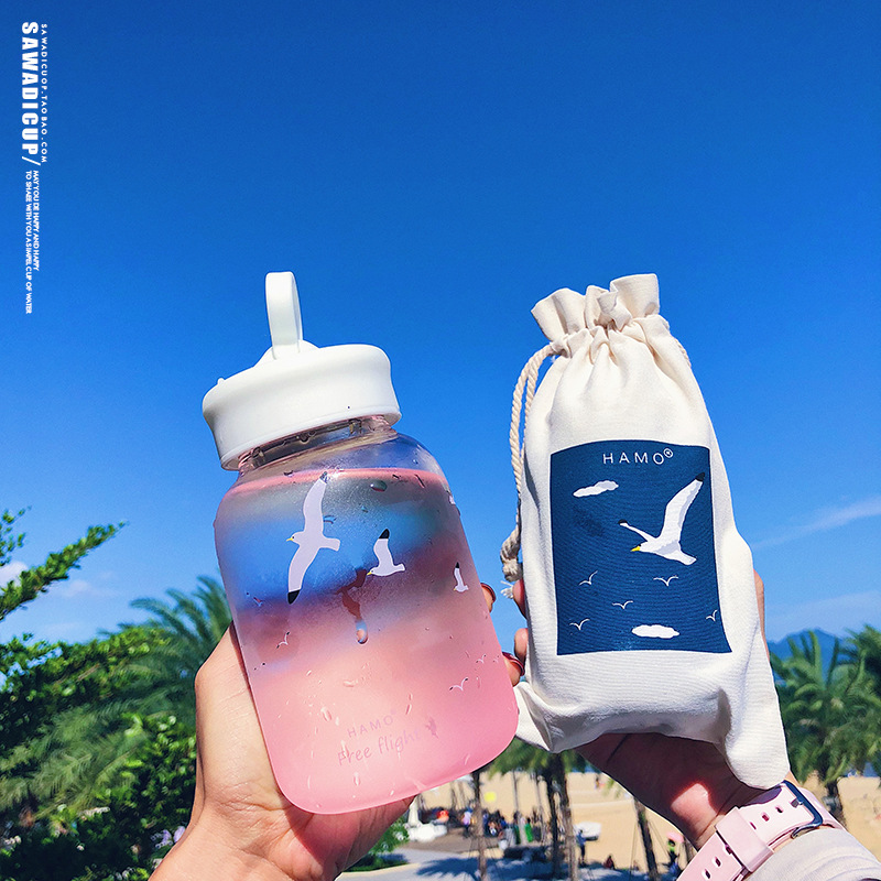 portable glass water cup