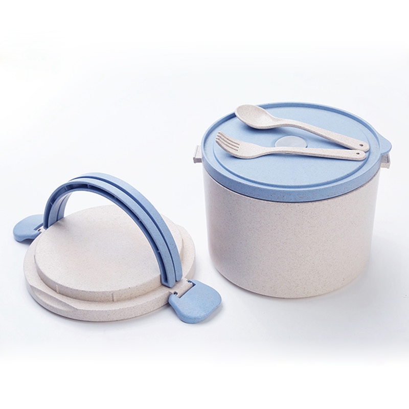 1500ml Round Shape Rice Husk Lunch Box Set for Adults