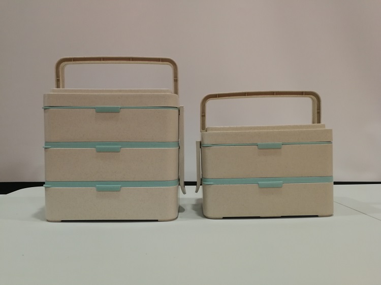 Dual Compartment Microwave Wheat Straw Men Bento Lunch Box Adult