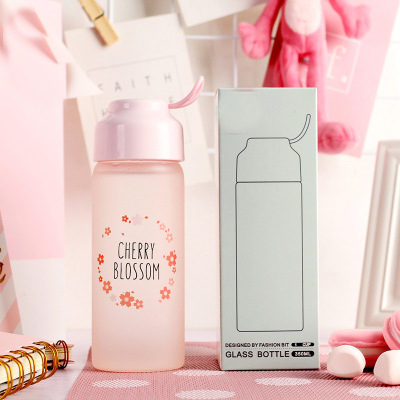 Creative new temperature discoloration Glass student gift Boutique anti-skid Scrub water bottle