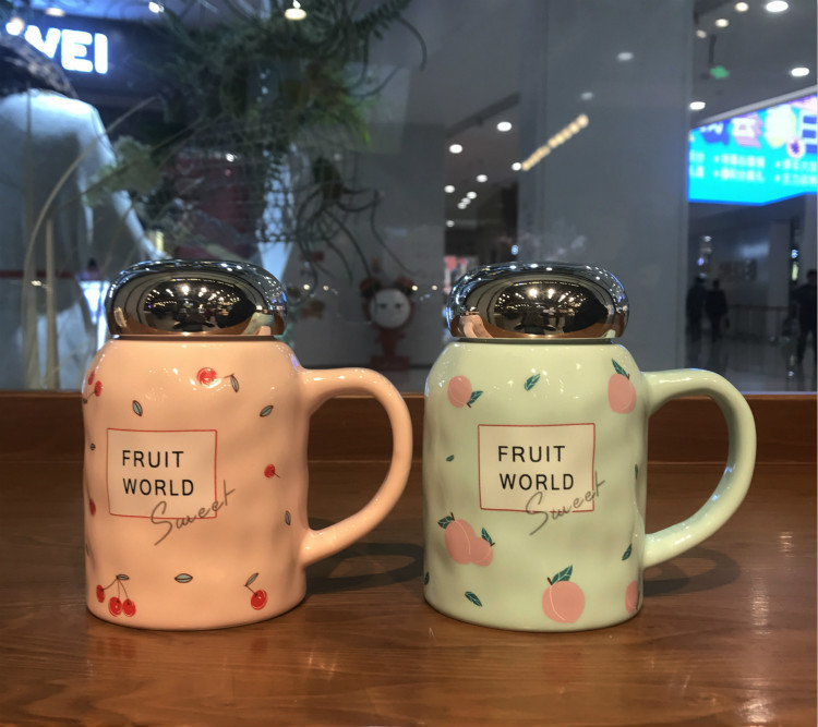 Cute Cartoon Ceramics travel Coffee mug set with spoon 