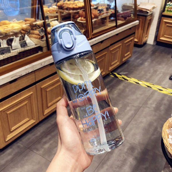 Plastic portable small fresh anti-fall fitness space Straw water bottle