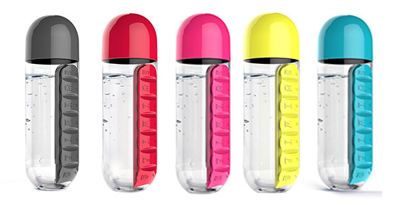 bottle with pill box 