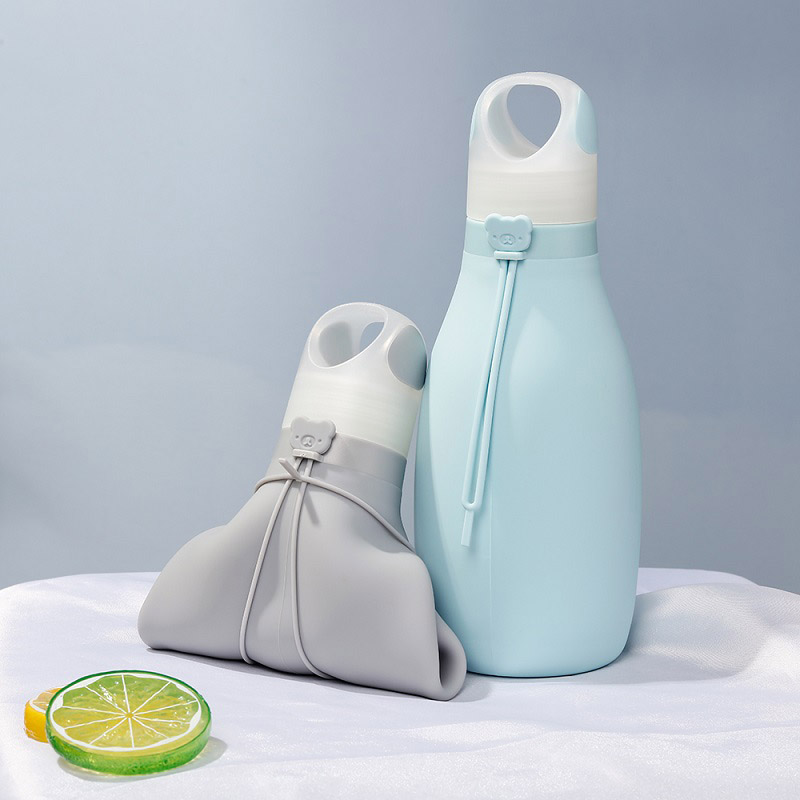 500ml Custom LOGO BPA Free Sports Travel Drinking Silicone Foldable Collapse Water Bottle