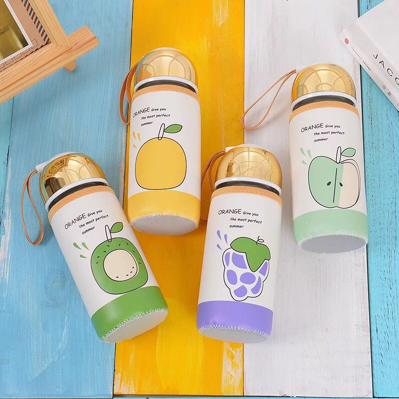 Most popular lovely cartoon glass water bottles gift bottle for children
