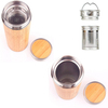 Travel Bamboo Tumbler Sport Water Bottle Insulated Infuser Stainless Steel Thermos Tea Bottle with Lid