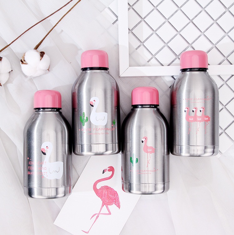 300ml insulated stainless steel water bottle flamingo couple bottle