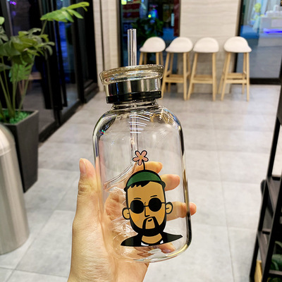  double cover glass water bottle