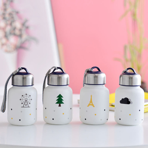 Custom logo ceramic water bottle white porcelain drinking water bottle