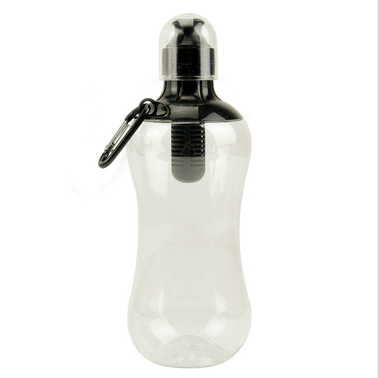 Bpa free plastic shaker water filter bottle for Camping, Hiking and Travel