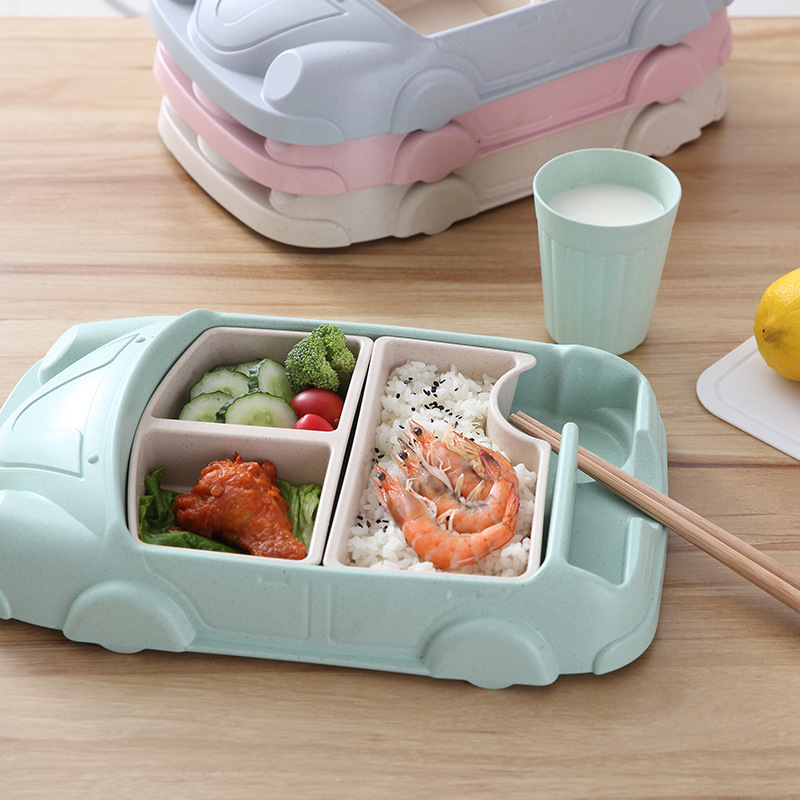 BPA Free Bamboo Fibre Lunch Tray Kids Dinner Plate Cheap Price