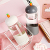 Wholesale creative cartoon Transparent high boron silicon heat-resistant glass girl cute radish small fresh portable water cup