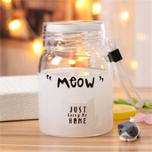 Cartoon cat Glass cartoon schoolgirl small fresh glass water bottle summer portable Cup