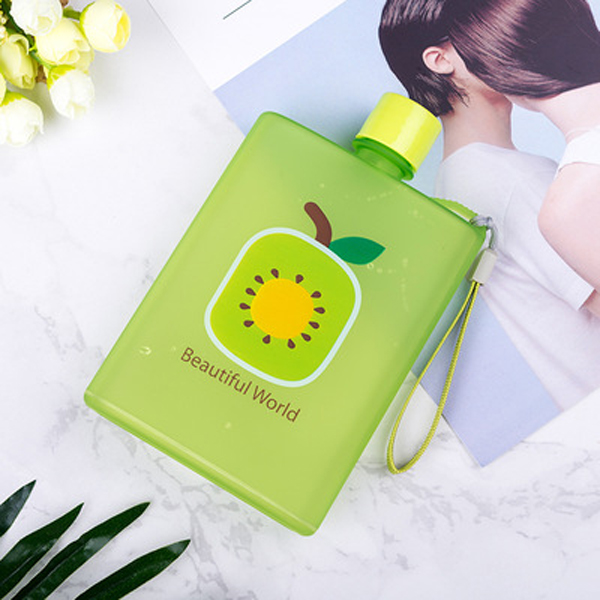 Custom logo plastic wine kettle Cute flat sports gift water bottle