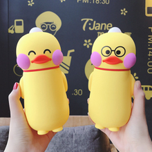 Cute male and female cartoon little Yellow duck glass children's student promotional gift plastic water cup
