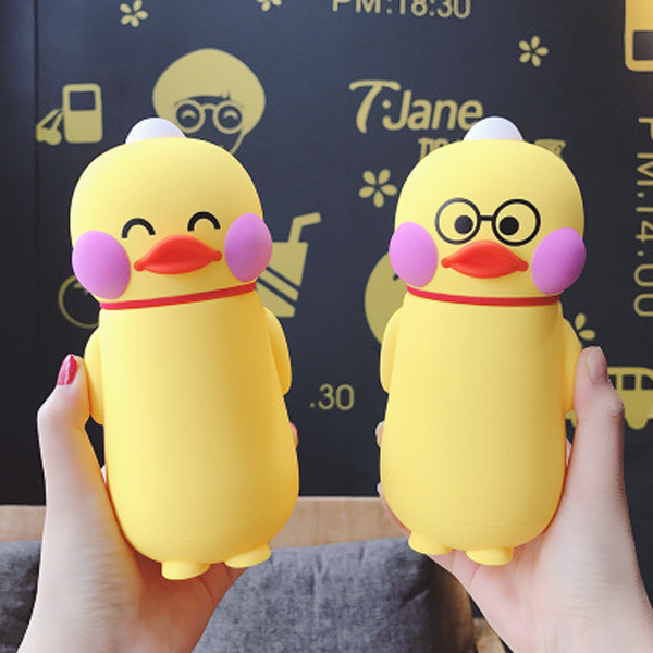 Cute male and female cartoon little Yellow duck glass children's student promotional gift plastic water cup