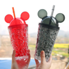 Cartoon Micky Mouse 450ml Plastic Water Drink Kid Straw Water Bottle 