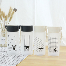 Creative Scrub black glass high boron silicon custom student gift Promotion water bottle