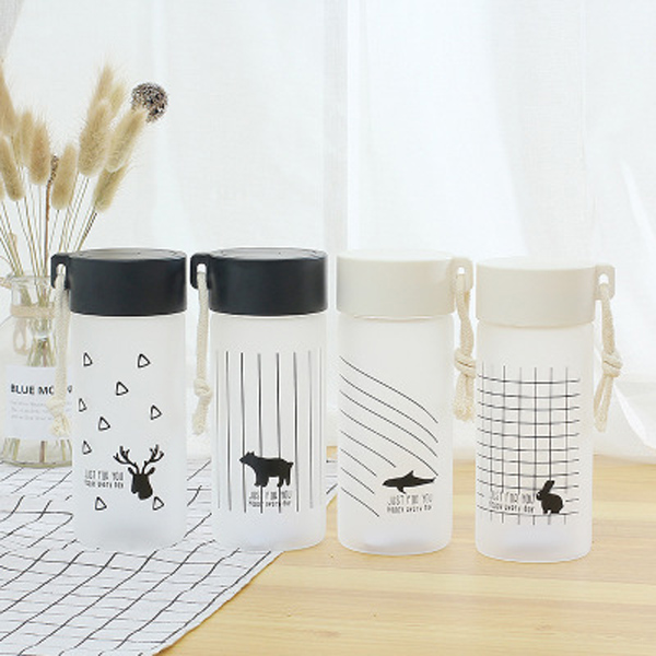 Creative Scrub black glass high boron silicon custom student gift Promotion water bottle