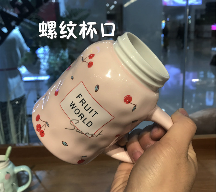 Cute Cartoon Ceramics travel Coffee mug set with spoon 