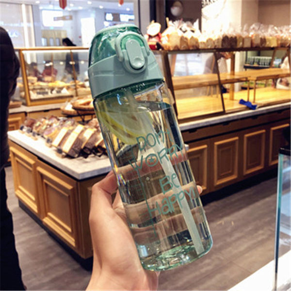 Plastic portable small fresh anti-fall fitness space Straw water bottle