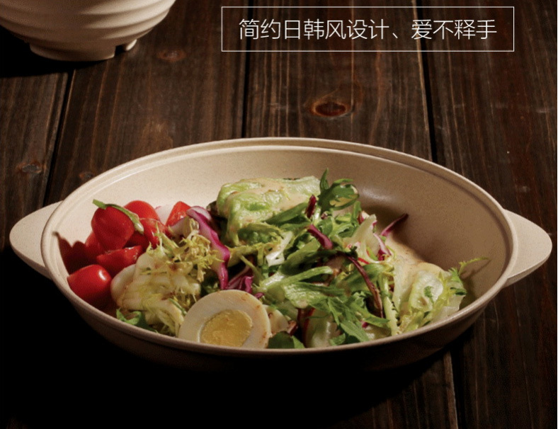 Wheat Straw Flat Plated Dish with Lid 5 Inch 8 Inch Bowl Health And Environmental Tableware Biodegradable
