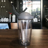 Gift double plastic straw coffee bottle student leak-proof milk teacup