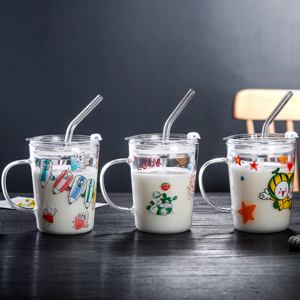 Custom gift transparent double drink glass straw bottle