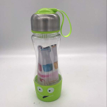 Stainless steel cover filter screen scented tea plastic bottle student couple portable bottle