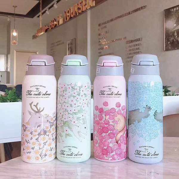 304 stainless steel straw insulation bottle exercise fitness student portable bottle