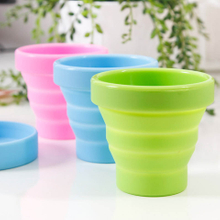 Protable Solid Color Water Silicone Cups Folding Gargle Cup For Outdoor Travel Drinkware Tools