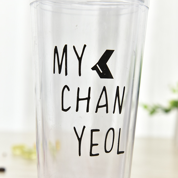 Customized Double Wall Plastic Christmas Straw Cup With Straw Lid