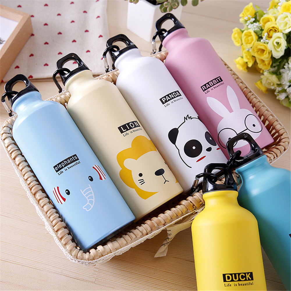 Travel Water Bottle Candy Color School Office Bottle Cup Thermos Outdoor Portable Sports Cycling Camping Bottle With Hook