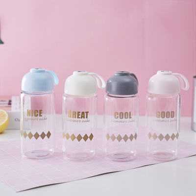 Brief English GOLD Glass High Borosilicate High Temperature Resistant Hand Cup Outdoor Gift Water Cup for Students and Teenagers