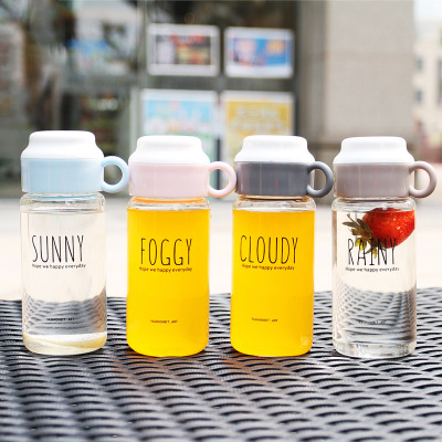 Simple English Glass Student Outdoor Hand Cup High Borosilicate Water Cup Festival Gift Cup